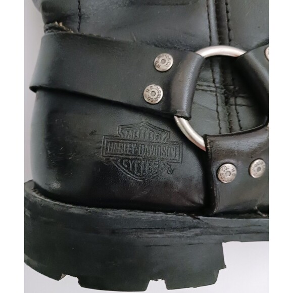 Harley Davidson Hustin 95354 Blk Leather Harness Moto Boot Square Toe  US12 - Picture 4 of 14